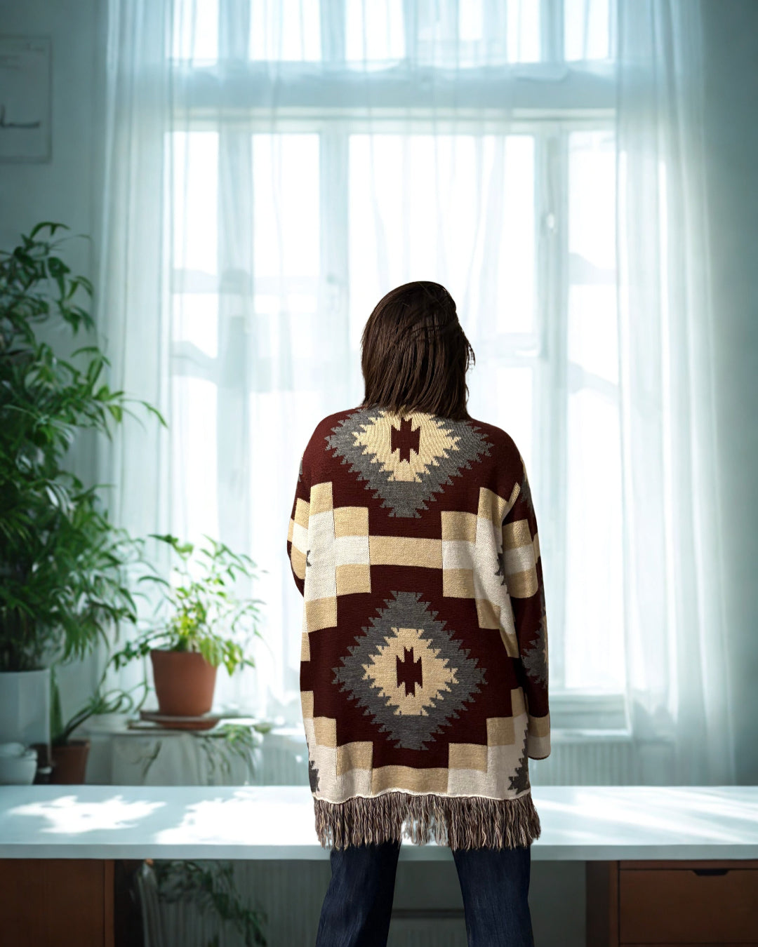 Cardigan Alma Bordeaux/grigio