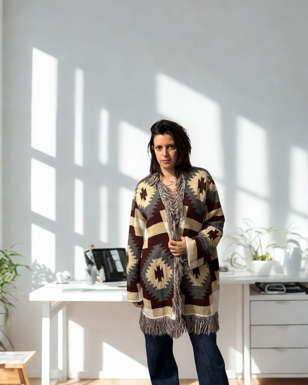 Cardigan Alma Bordeaux/grigio