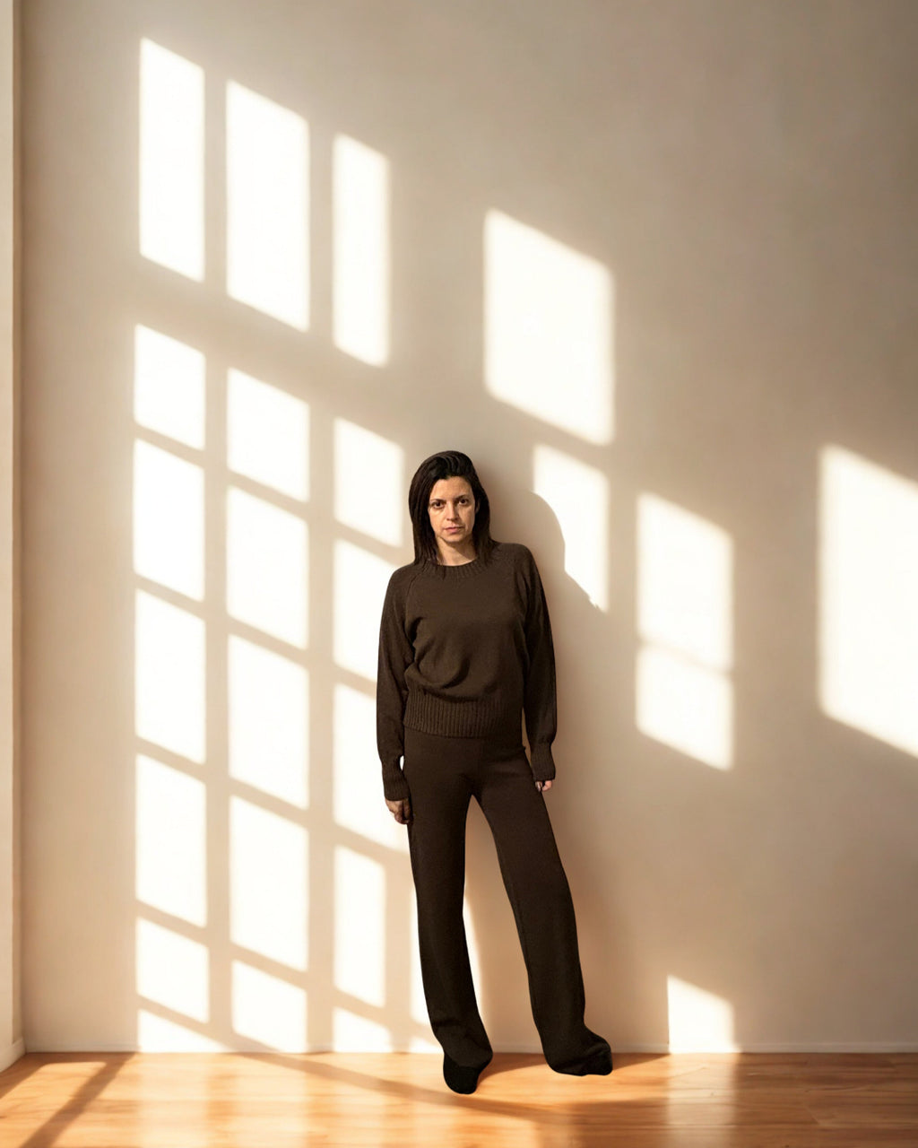 Completo in maglia Benedetta marrone