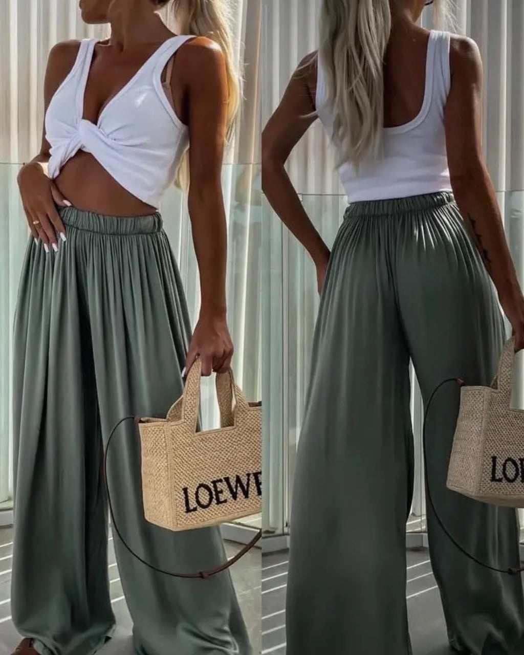 Pantalone a Palazzo Silk Effect "Isole"