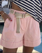 Shorts in Cotone Leggero con Cintura