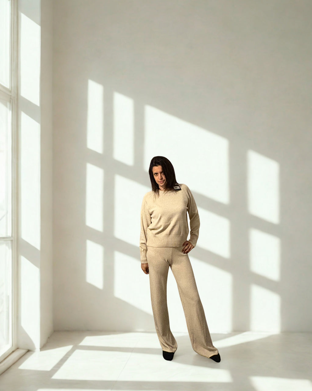 Completo in maglia Benedetta beige