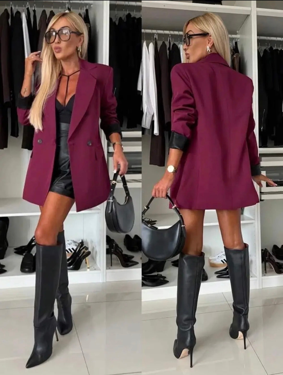 Blazer doppiopetto con dettagli rock