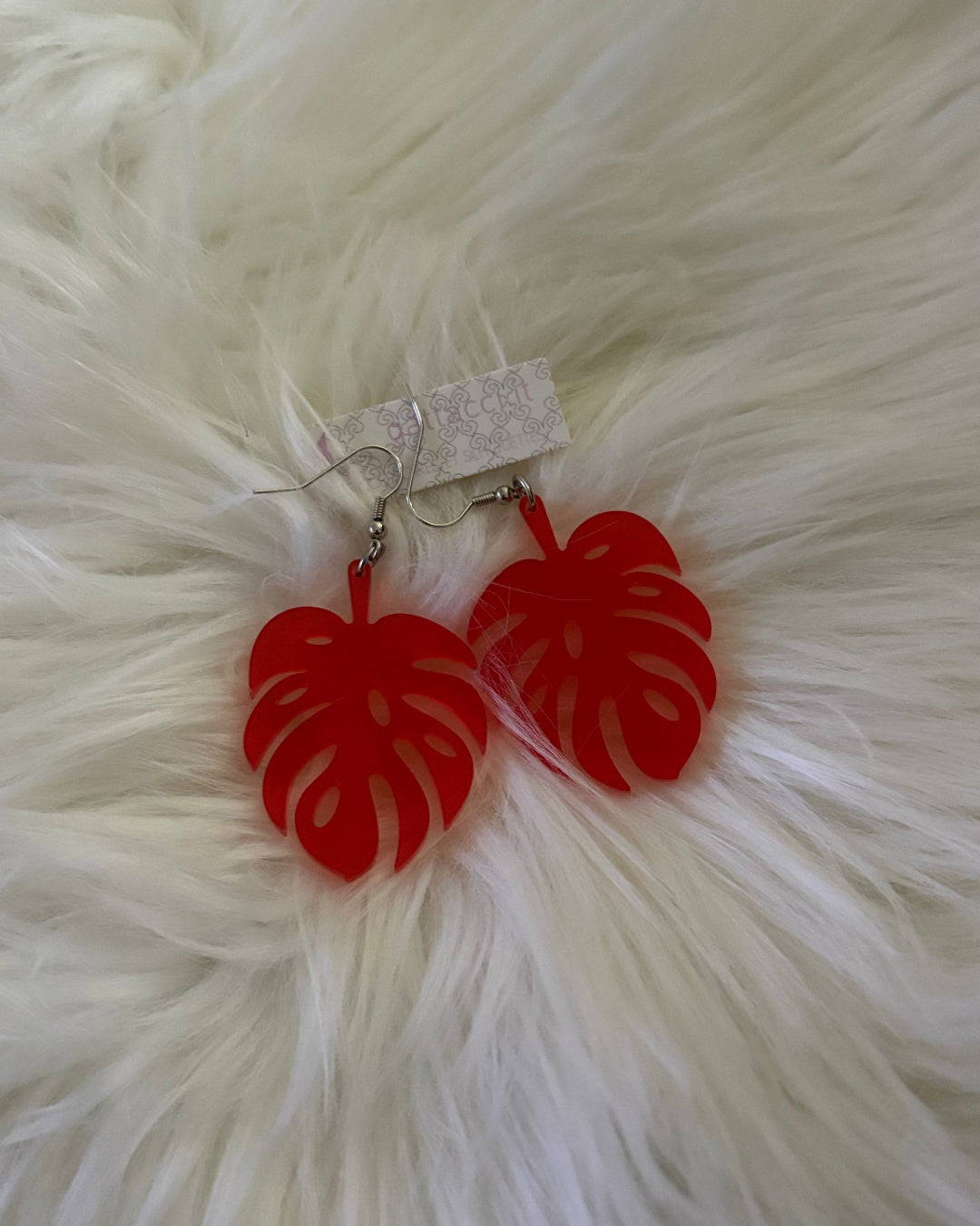 Orecchini foglia Monstera rossi