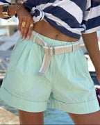 Shorts in Cotone Leggero con Cintura