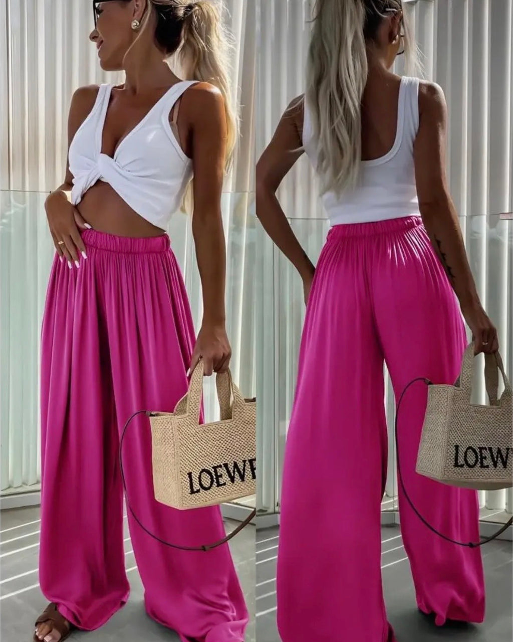Pantalone a Palazzo Silk Effect "Isole"