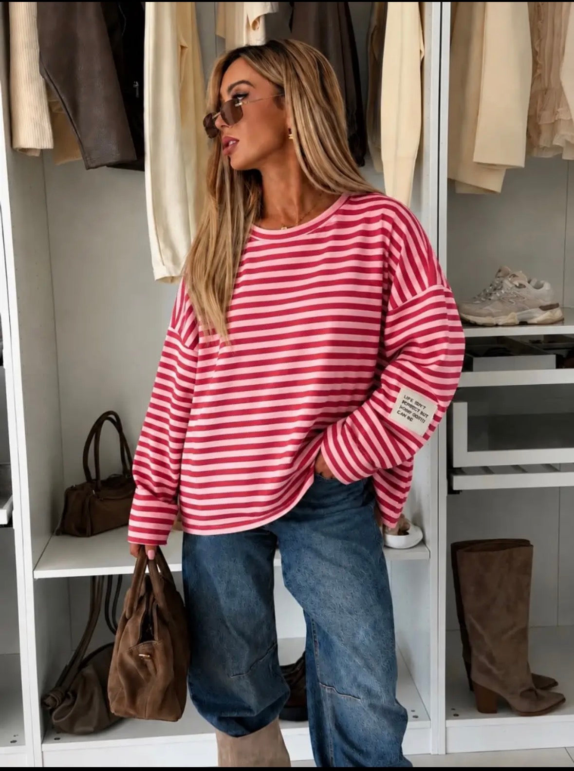 Maglia Oversize a Righe 🤎🩷